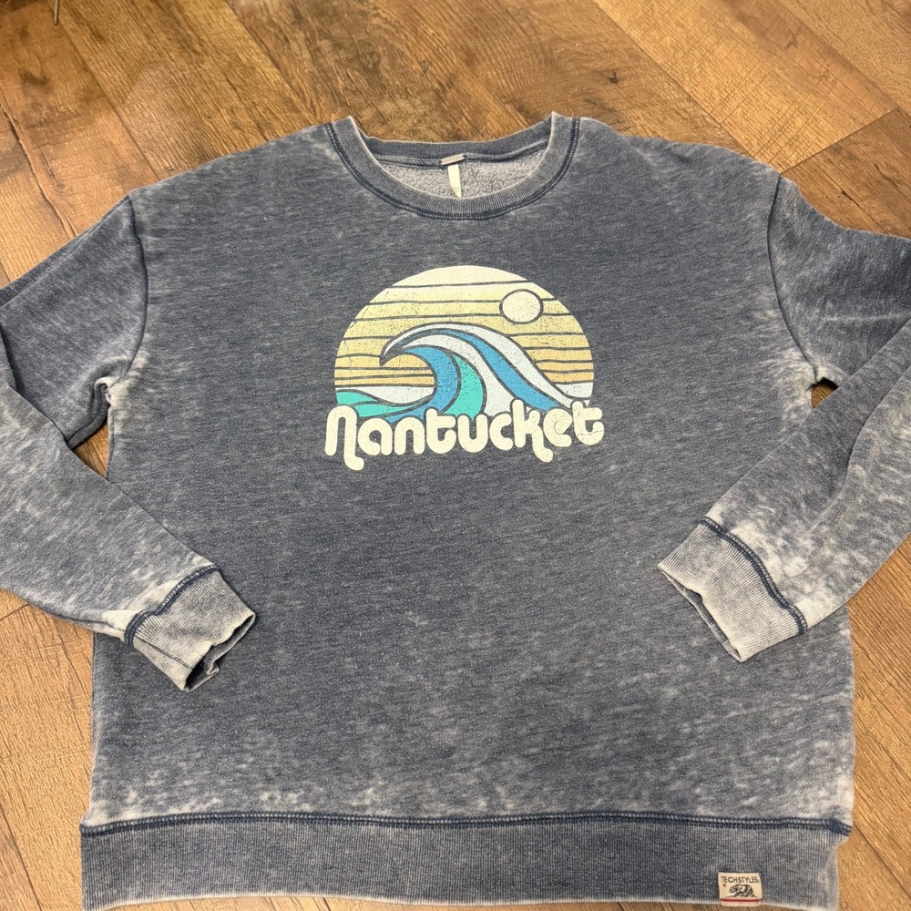Nantucket Graphic Sweatshirt Womens Large Blue Techstyles